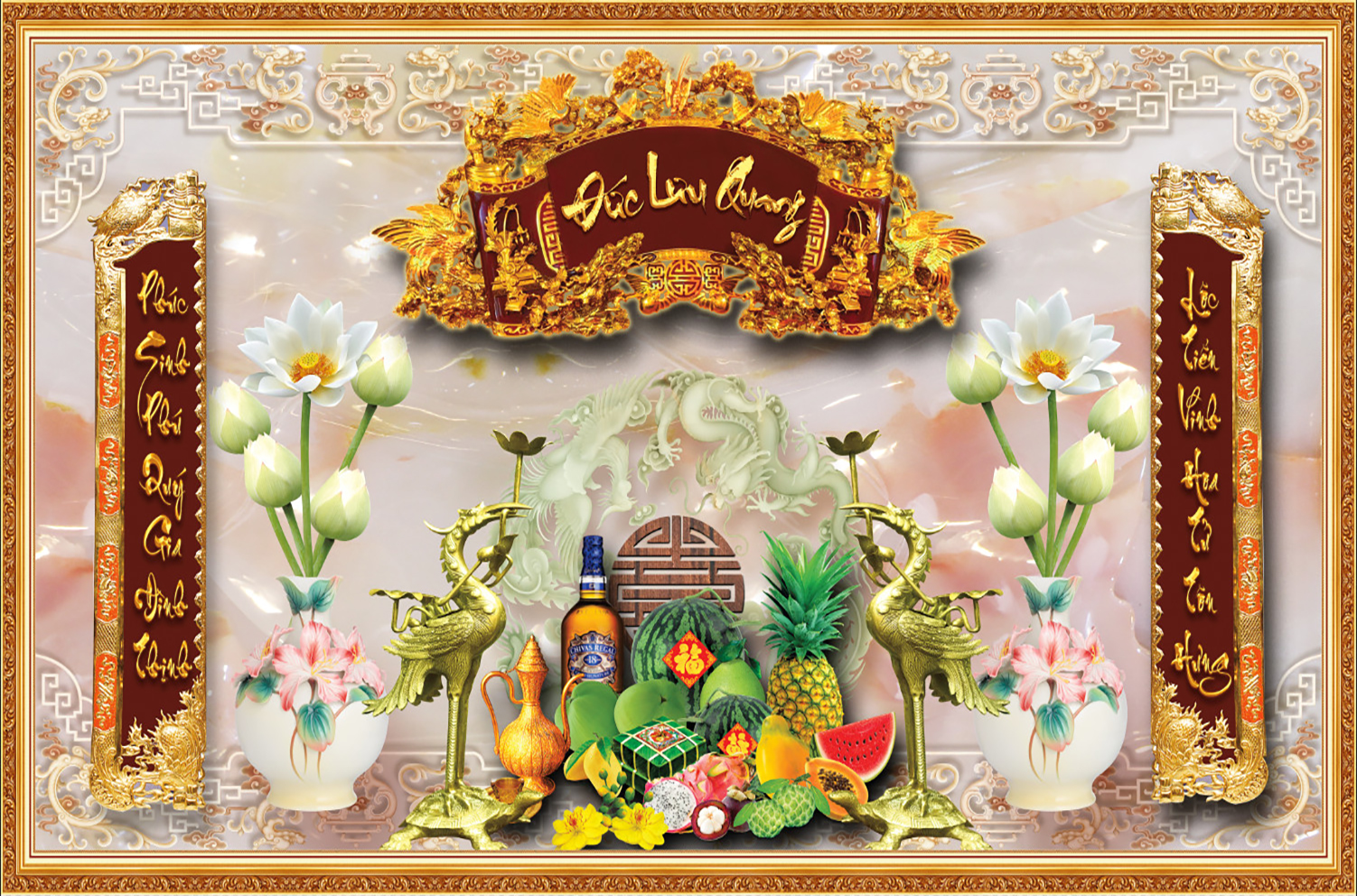 Tranh dán tường 3D Phòng Thờ: Phúc - Lộc- Thọ, 143