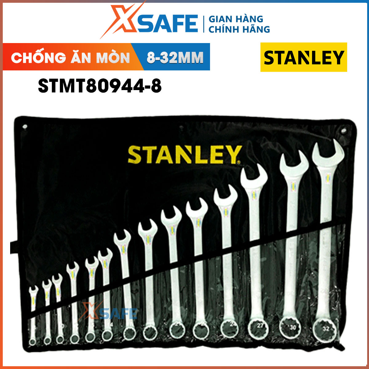 Wrench Set 14 plants 8-32mm Stanley stmt80944-8 is forged from steel chrome vanadium. Wrench Stanley including the size most popular, anti-slip, attached bag ni coated heavy duty-distribution genuine xsafe