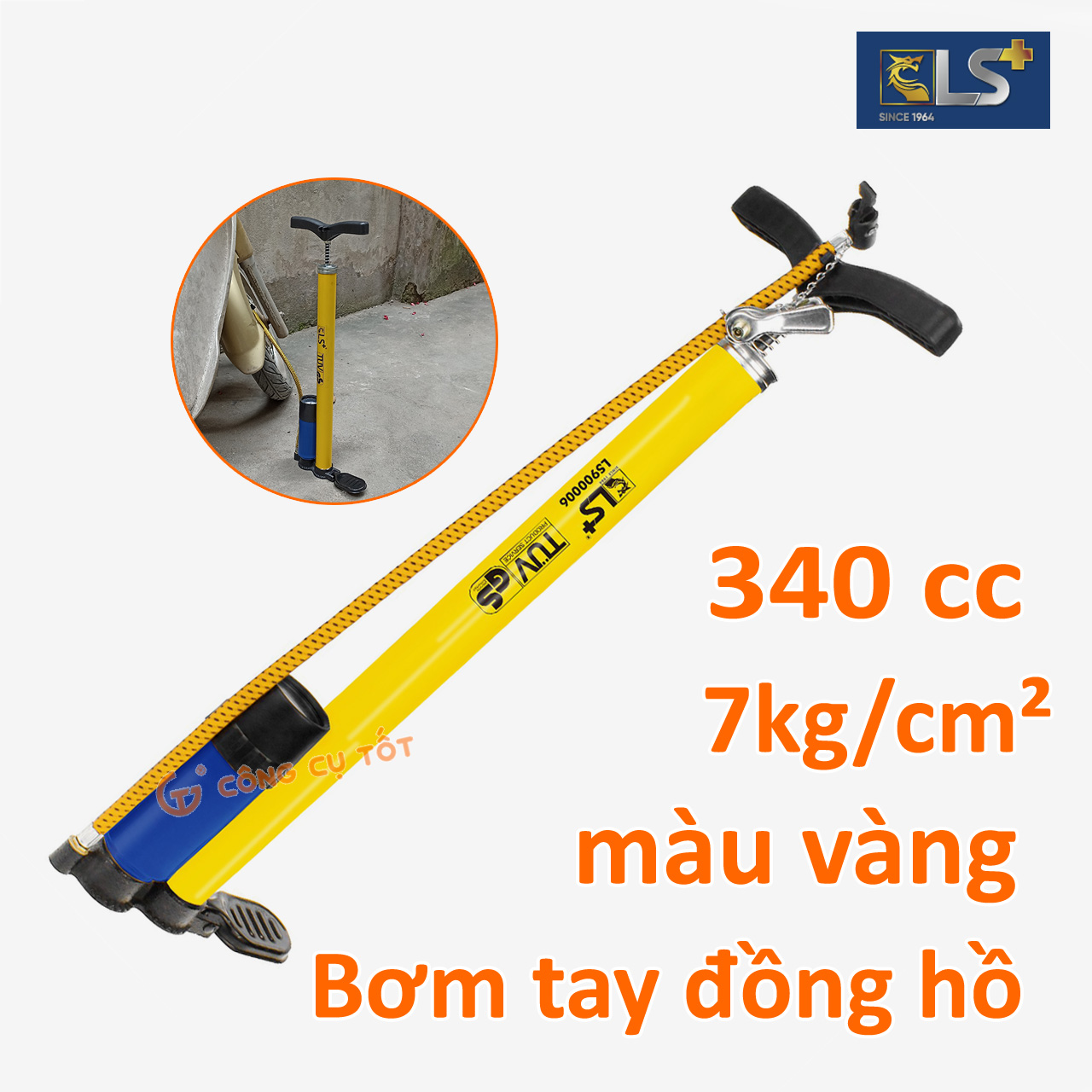 Bơm xe đạp, xe máy bằng tay hiệu LS+