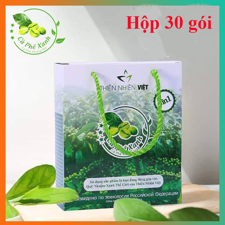 Hộp 30 gói cà phê xanh kháng mỡ hỗ trợ giảm cân Thiên Nhiên Việt