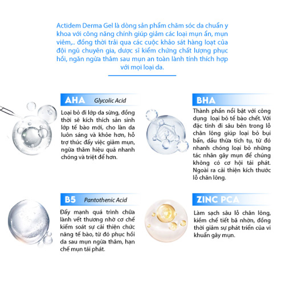 Gel Giảm Mụn Actidem Derma Gel Dưỡng Ẩm Da