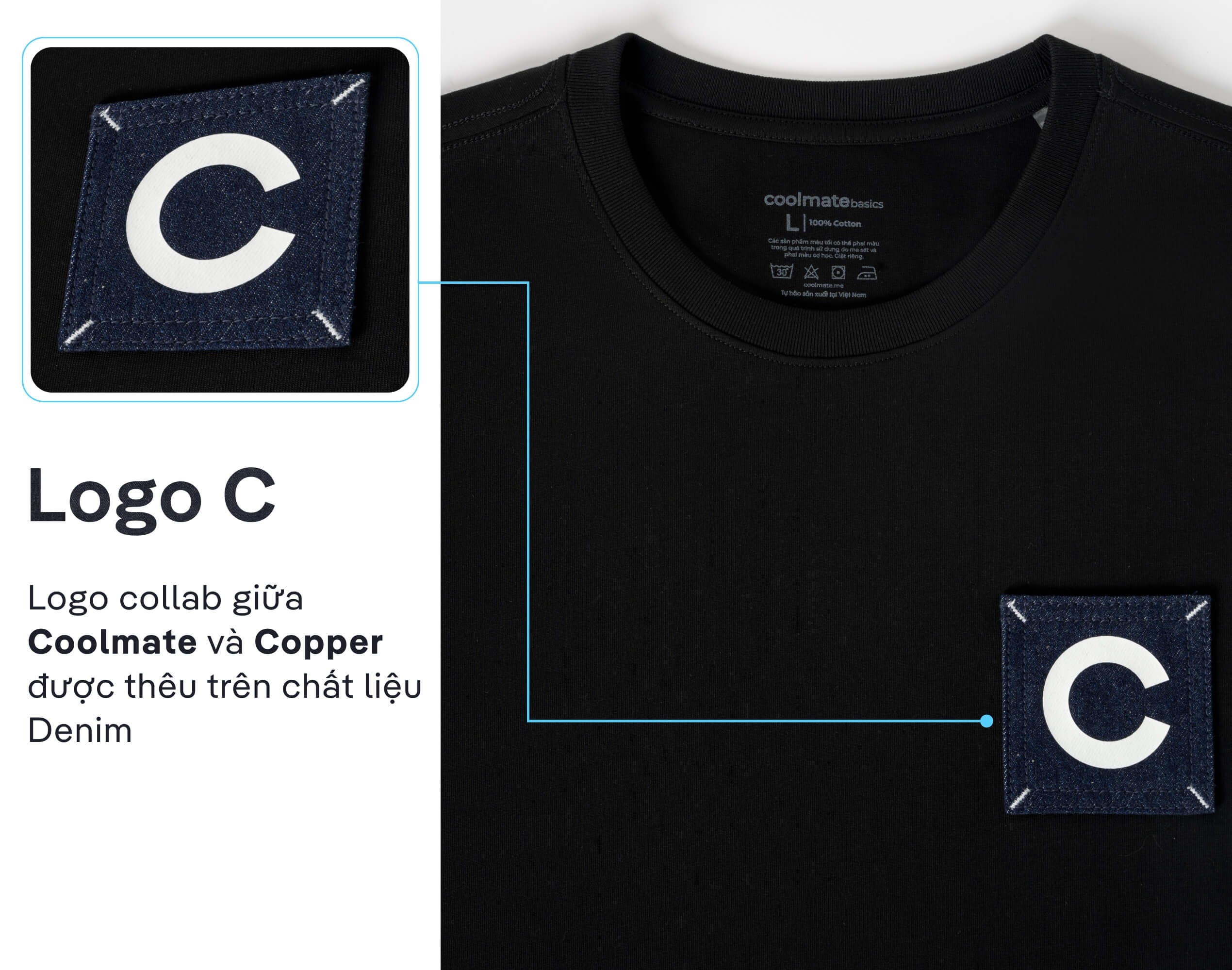 [OUTLET - Không đổi trả]Coolmate x Copper Denim | Áo thun phối Jean - Coolmate