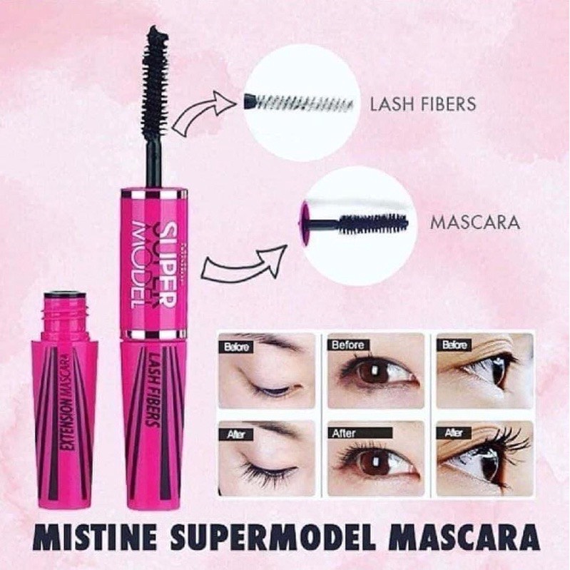 Mascara Đa Năng 2 Đầu Mistine Super Model Miracle Lash Black Mascara