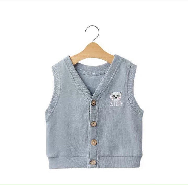 Áo len gile cúc giữa cho bé 8-18kg
