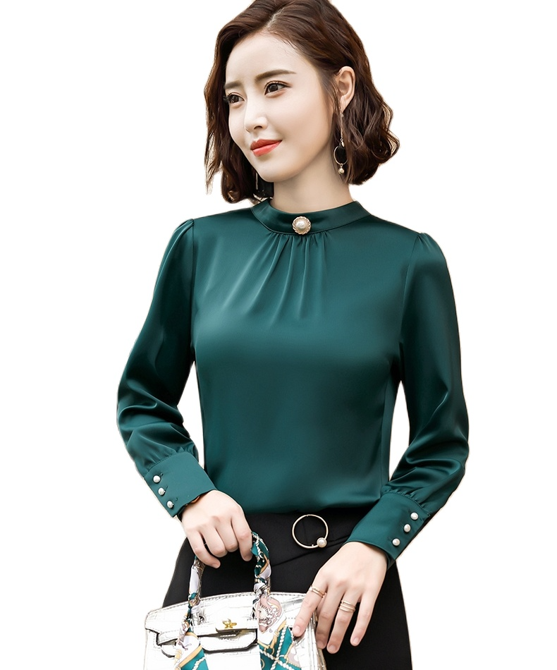 áo sơ mi nữ công sở dài tay , áo lụa ngọc trai - TA99
