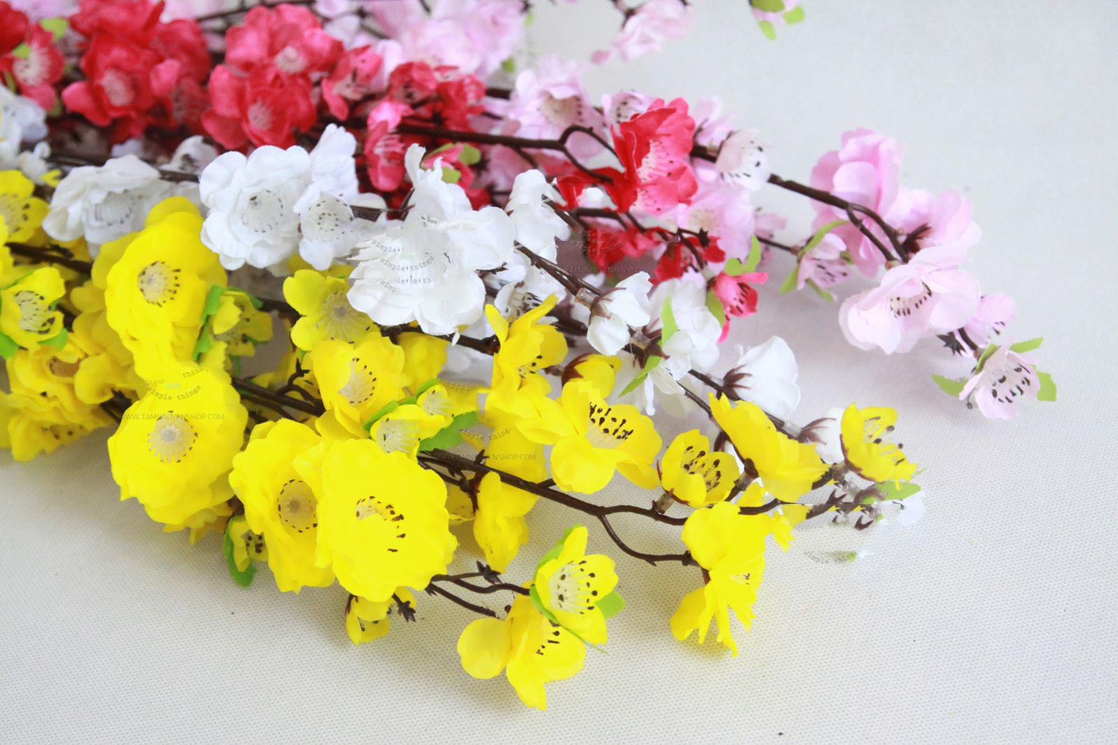 10 Cành hoa mai hoa đào trang trí Tết - Cành hoa mai hoa đào