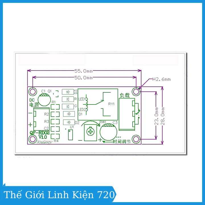 Module tạo trễ NE555 đóng cắt relay 12vdc thời gian 0-60s