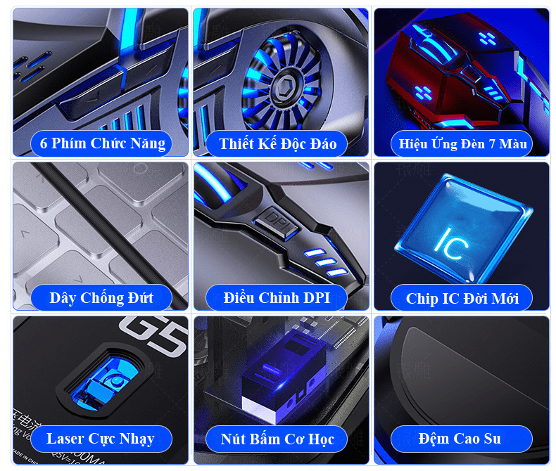 Chuột Gaming Yindiao G5 6d 4 Tốc Độ Cho Pubg