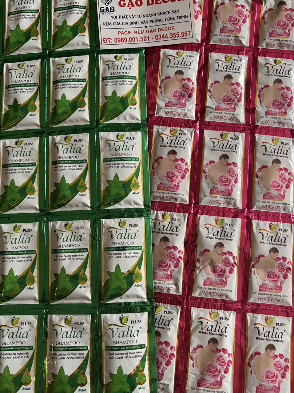 100 Packs of Shampoo - Valia Shower Gel