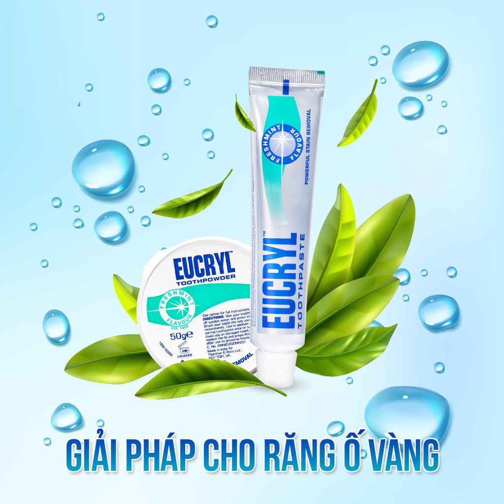 Eucryl Bột Tẩy Trắng Răng Toothpowder (50g) / Kem Đánh Răng Toothpaste (62g)
