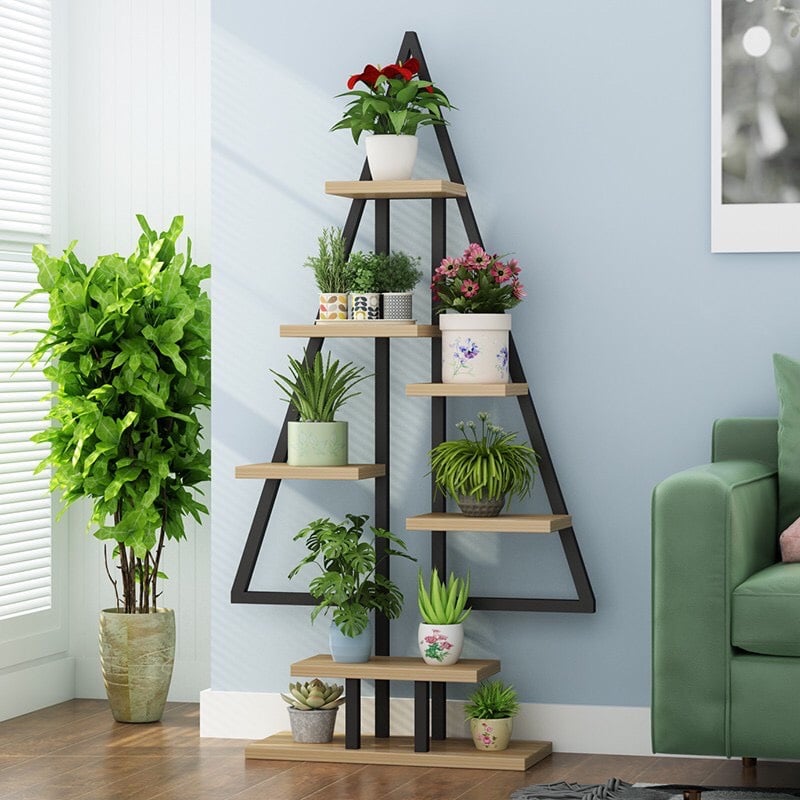 Kệ trang trí cây cảnh nam phong. mã kh93. khung sắt kệ gỗ cao cấp