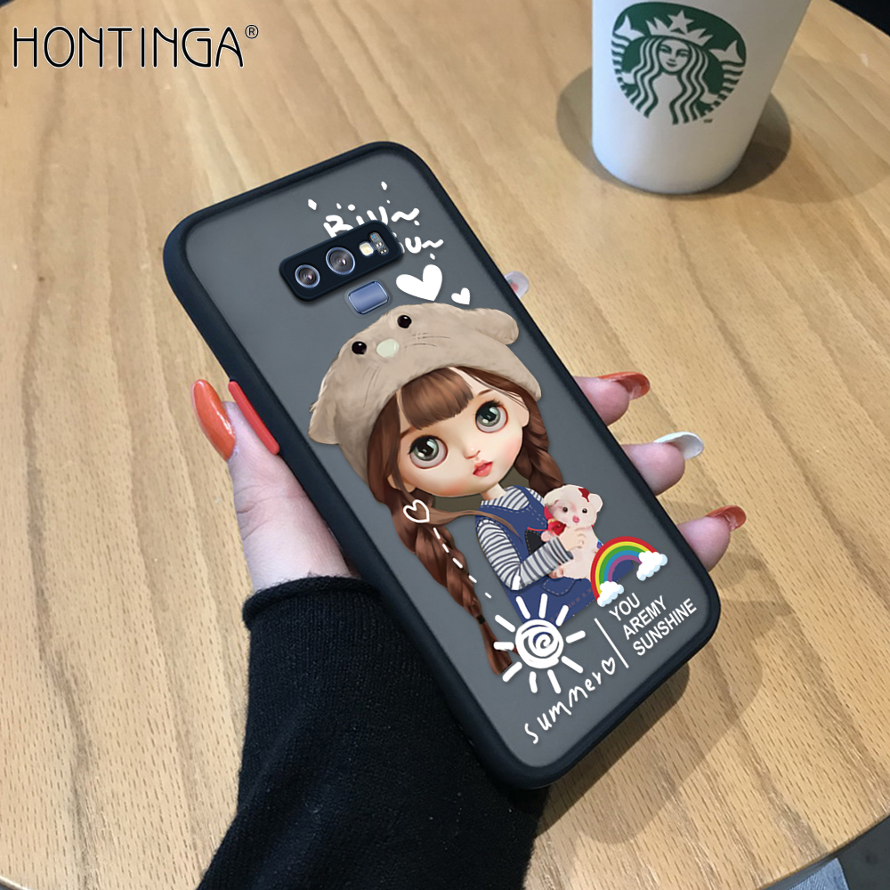 Ốp Honinga Cho Ốp Samsung Galaxy Note 9 Ốp Điện Thoại Anime Cứng Trong Suốt Phủ Mờ Hình Cô Gái Đáng Yêu Cầu Vồng Dễ Thương, Ốp Lưng Toàn Bộ Ốp Bảo Vệ Ống Kính Máy Ảnh Trường Hợp Khó Khăn Cho Cô Gái Cho Phụ Nữ