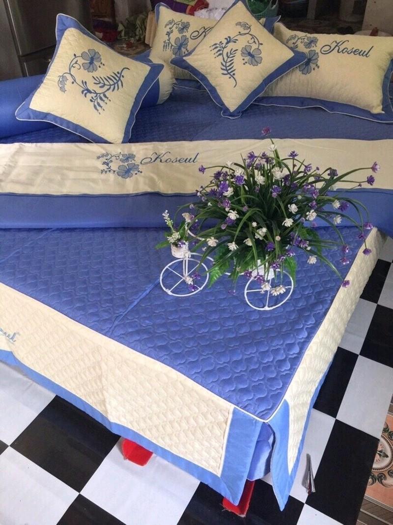 [Nhiều màu - đủ kích thước] Bộ chăn ga gối phủ 7 món cao cấp trần bông