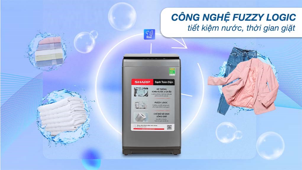 [TRẢ GÓP 0%] Máy giặt Sharp 10 kg ES-W10NV-GY (Giá áp dụng giao tại HN, HCM& các tỉnh liên hệ shop)