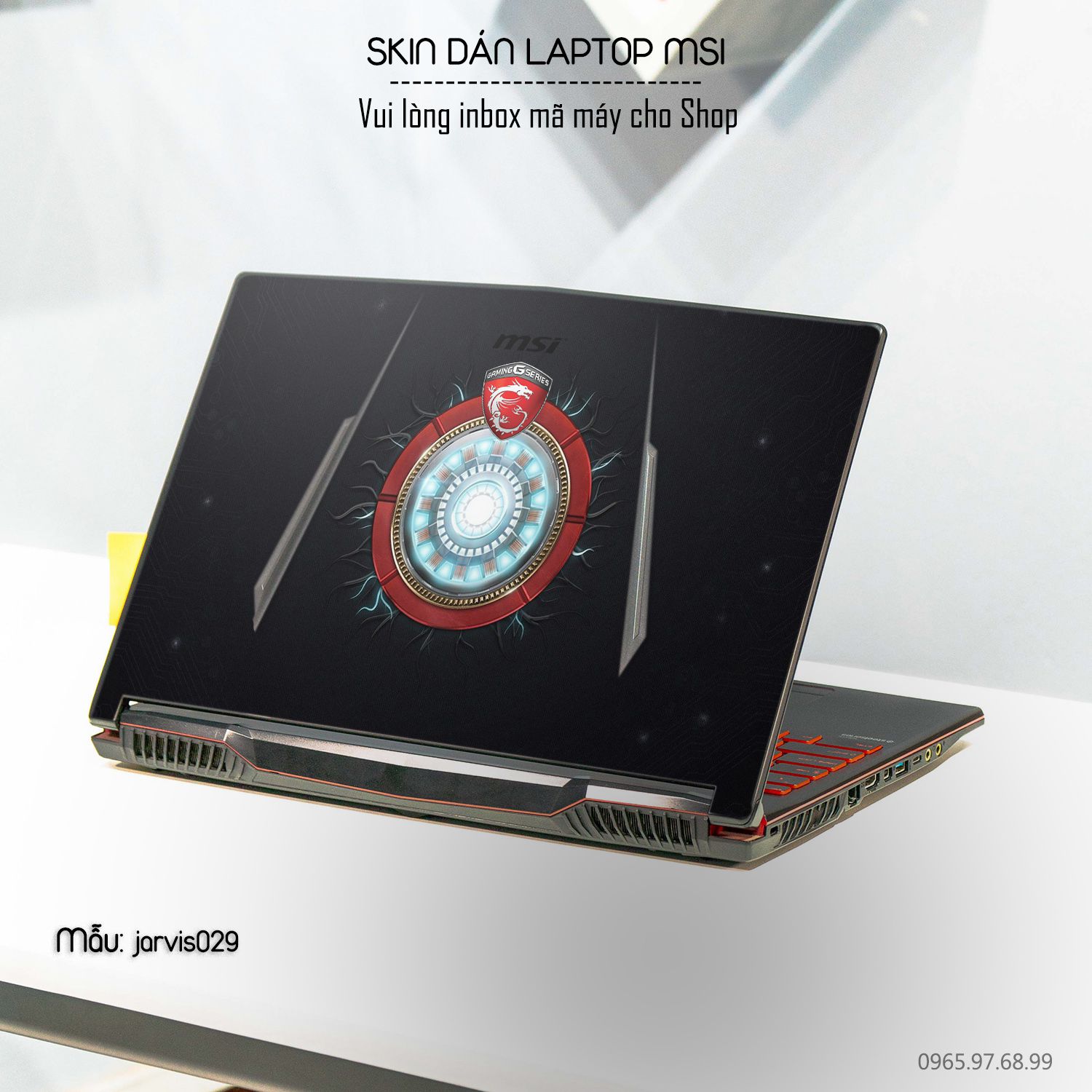Decal Skin dán Laptop MSI mẫu Jarvis (inbox mã máy cho shop)