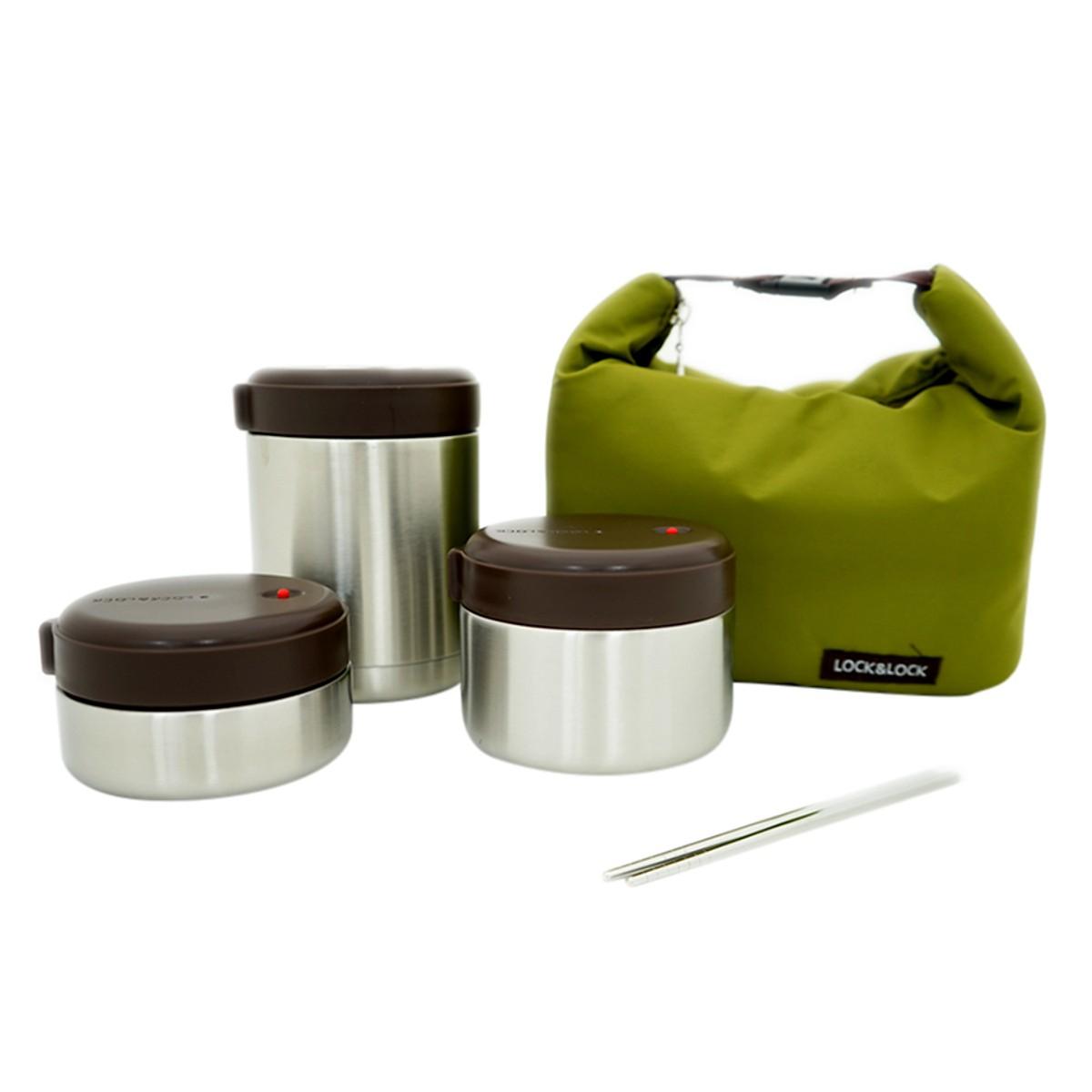 Bộ hộp cơm Lock&Lock Mushroom Lunch Box Set LHC8025SLV