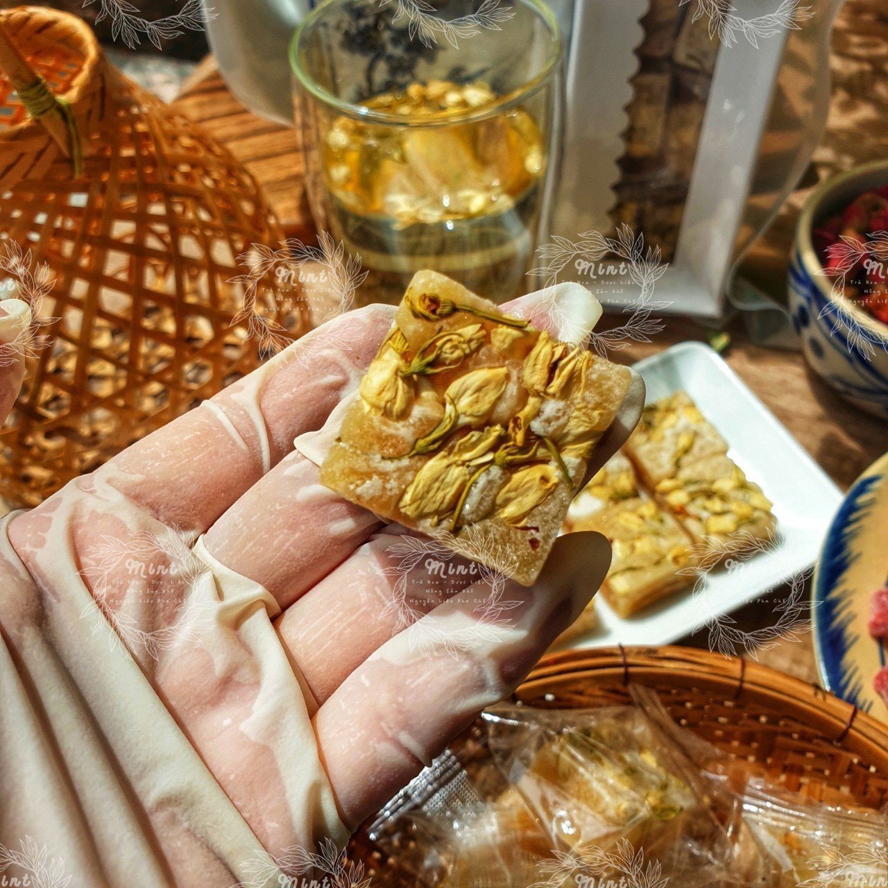 Trà Hoa Nhài (Hoa Lài) Đường Phèn Mật Ong Hộp 12 Viên & Túi 1KG