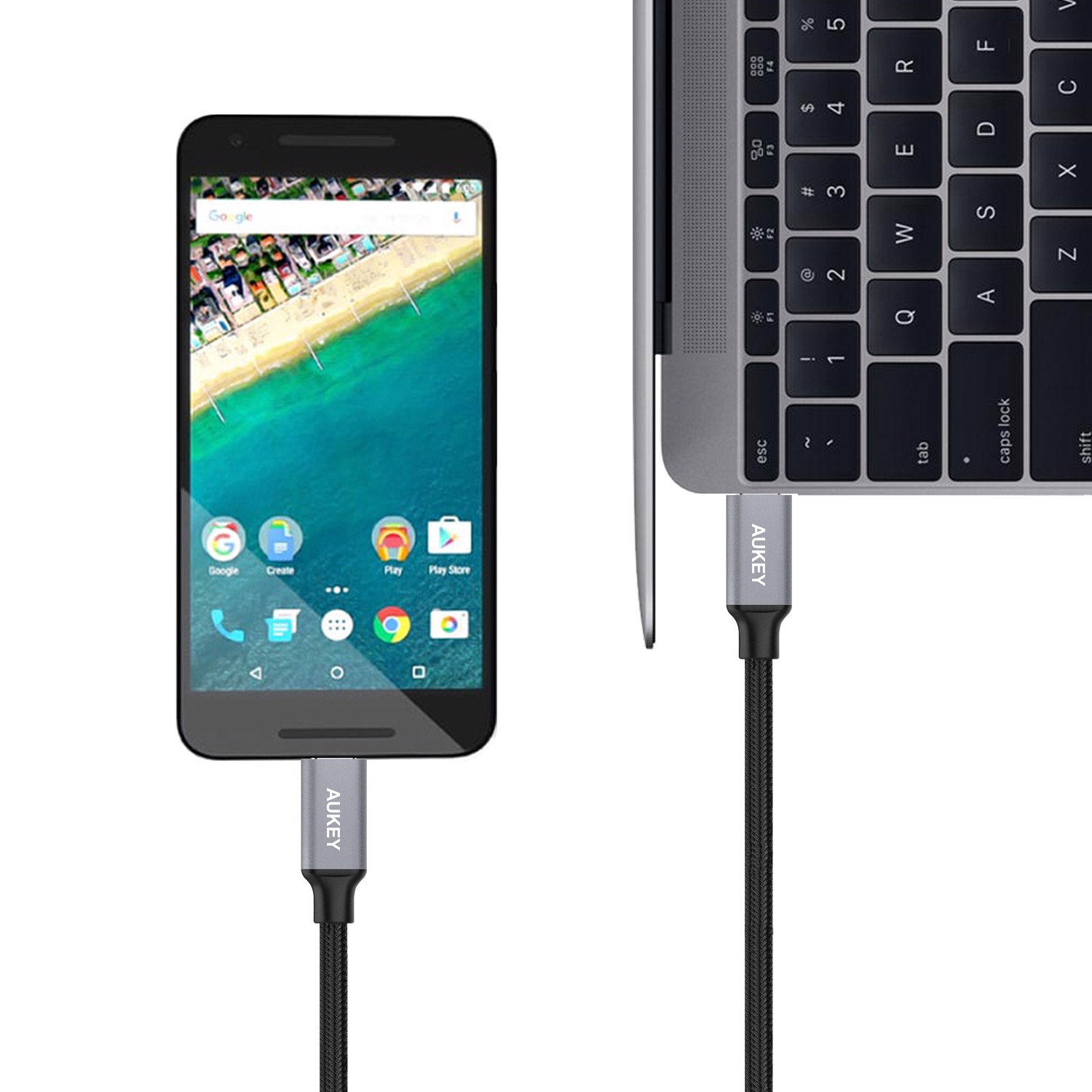 Cáp Sạc AuKey Type C To Type C CB-CD6 Bọc Nylon Dài 2m