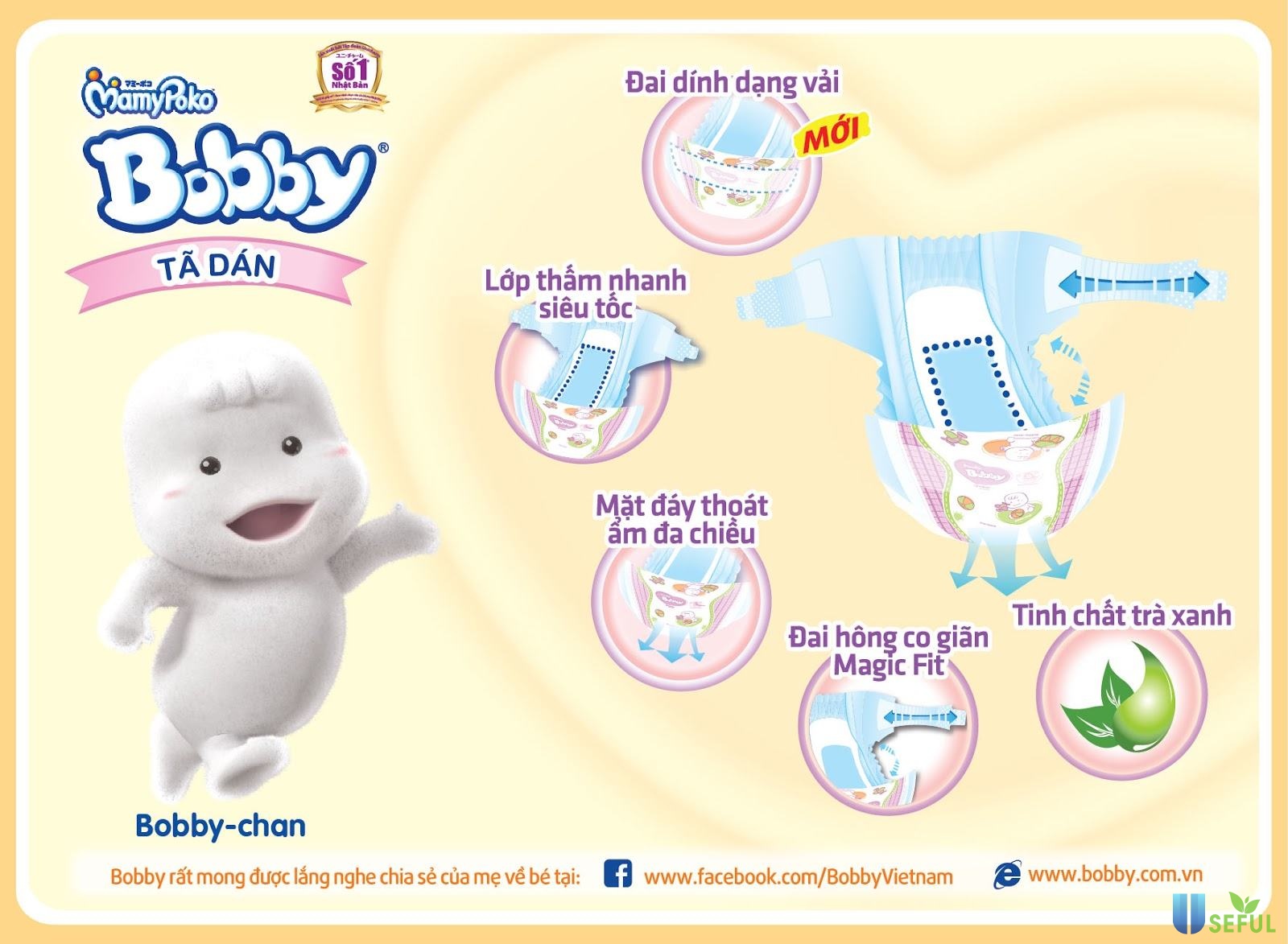 Tã Dán Bobby Siêu Thấm Khô Thoáng Gói Đại Size S56