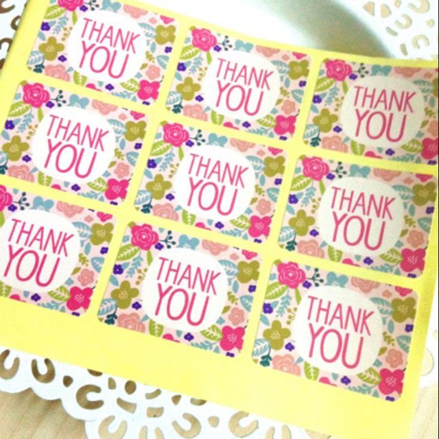 TEM01-(10 to/90 tem) Tem giấy chữ 'Thank you' 4x3cm(10 to/90 tem)