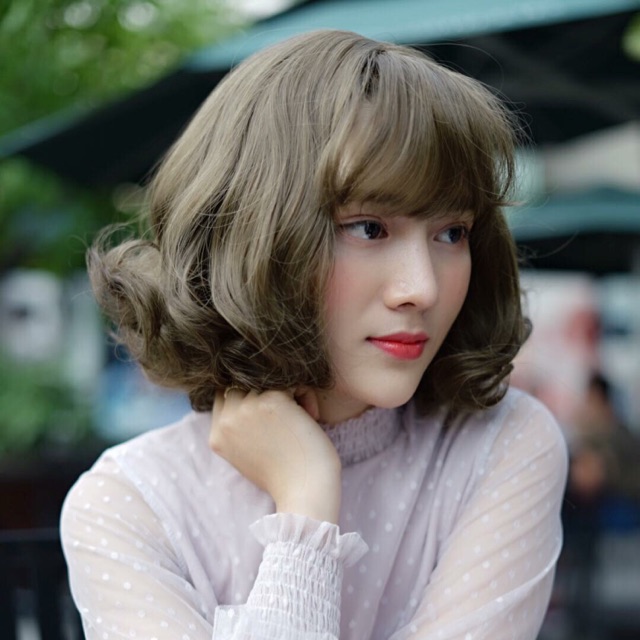 Tóc giả nguyên đầu xoăn ngắn 20cm - tặng kèm lưới trùm