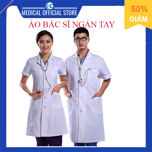 Áo bác sĩ ngắn tay màu trắng