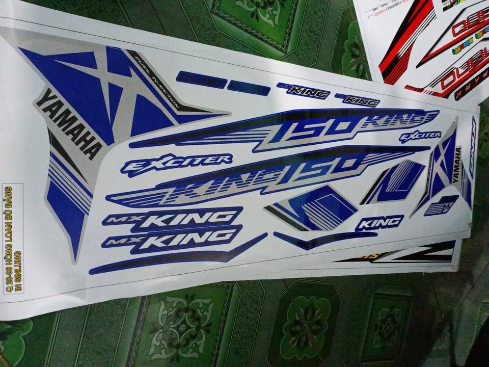 Tem rời Ex 150 mxking xanh gp dán xe bạc