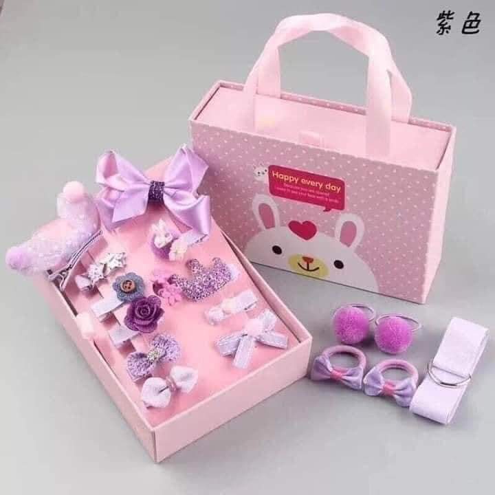 [QUA TANG] Kẹp tóc cho bé gái - hộp 18 món