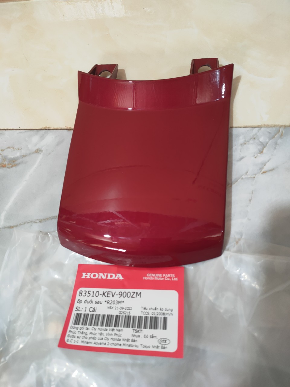 Mui rùa, ốp đuôi Wave Alpha cũ 2003 đỏ sẫm R203 (83510KEV900ZM)