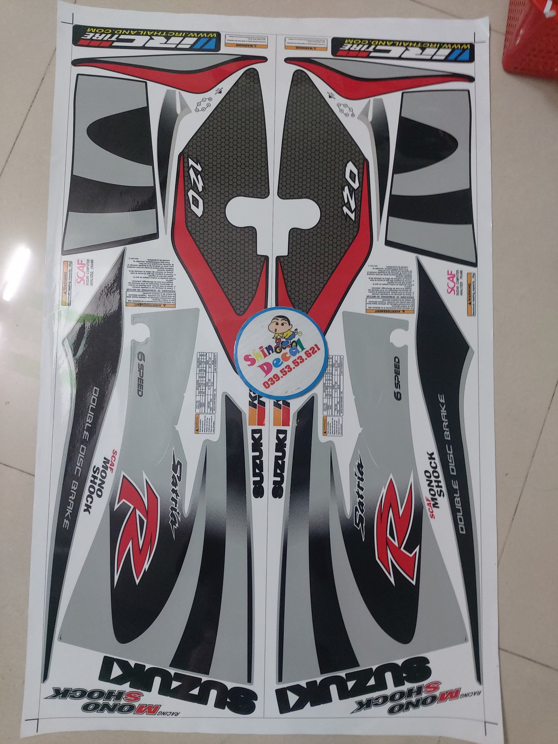 Tem suzuki satria R 2000 xám đen
