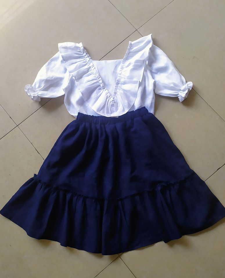 Rập Giấy 30020 - Bộ Áo bèo + Chân váy bèo