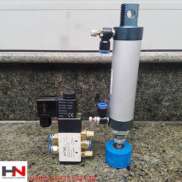 Combo bộ xi lanh và van điện từ kẹp phôi nhôm