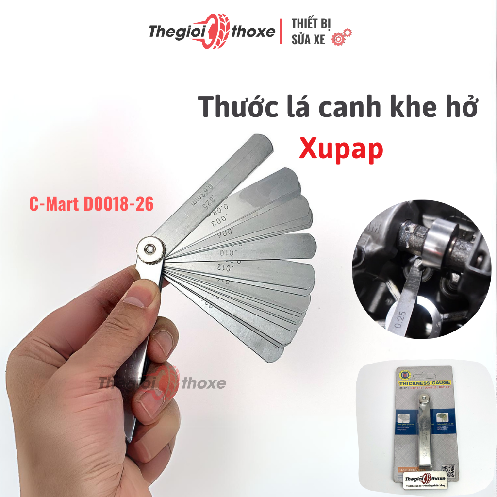 Thước căn lá đo khe hở c-mart d0018-26 - dụng cụ căn cò, chỉnh cò xe máy, ô tô chuyên nghiệp - thế giới thợ xe