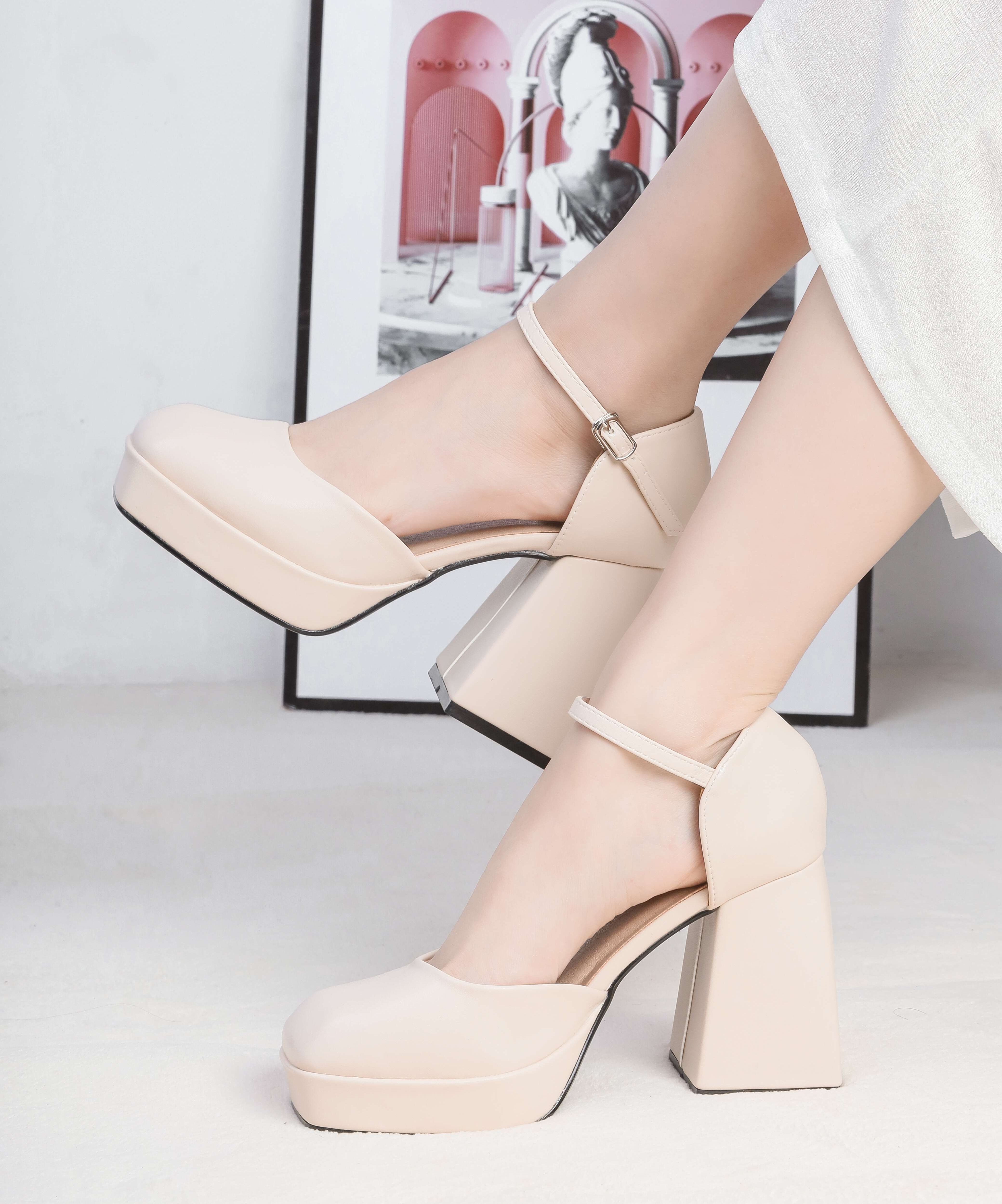 [Form to] Giày Cao Gót Đúp 10cm Mũi Vuông Pixie H075
