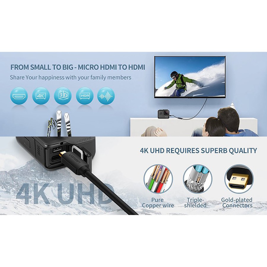 Cáp chuyển đổi Micro HDMI sang HDMI Ugreen 20134 chính hãng - Hapustore