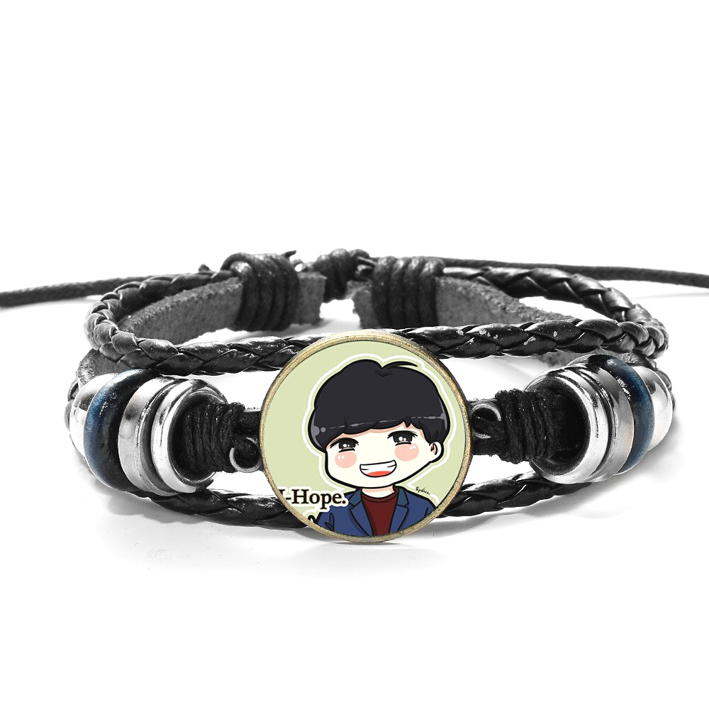 Vòng tay dây da thời trang ban nhạc bts - jhope