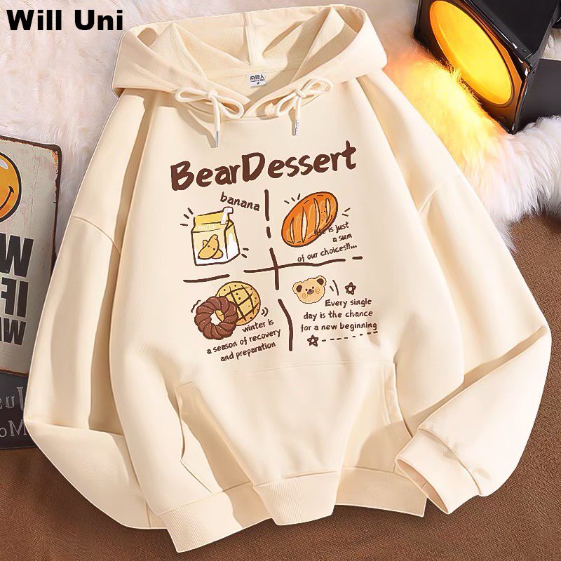 Áo hoodie bear dessert be nam nữ form rộng will - khoác nỉ form unisex
