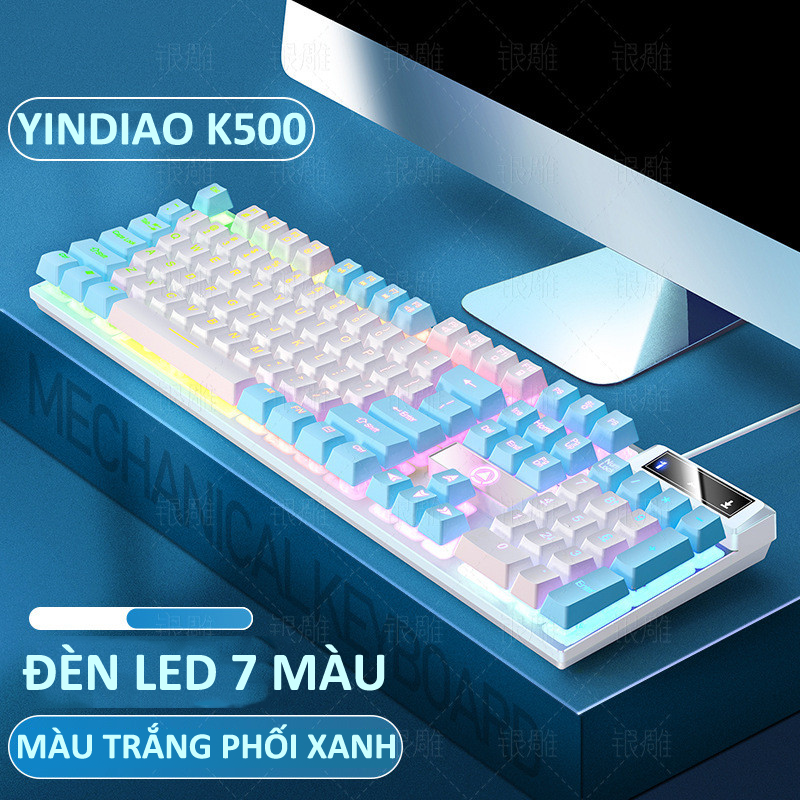 Bàn phím giả cơ YINDIAO K500 đa dạng màu sắc kèm theo đèn led 7 màu xuyên phím dành cho game thủ