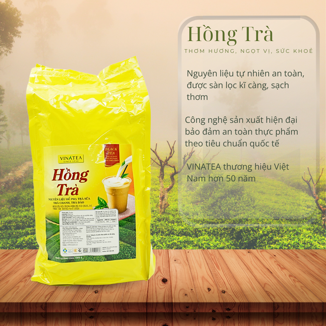 Trà Vinatea Hồng trà 1kg (Trà nguyên liệu pha trà sữa, trà tắc, trà chanh)