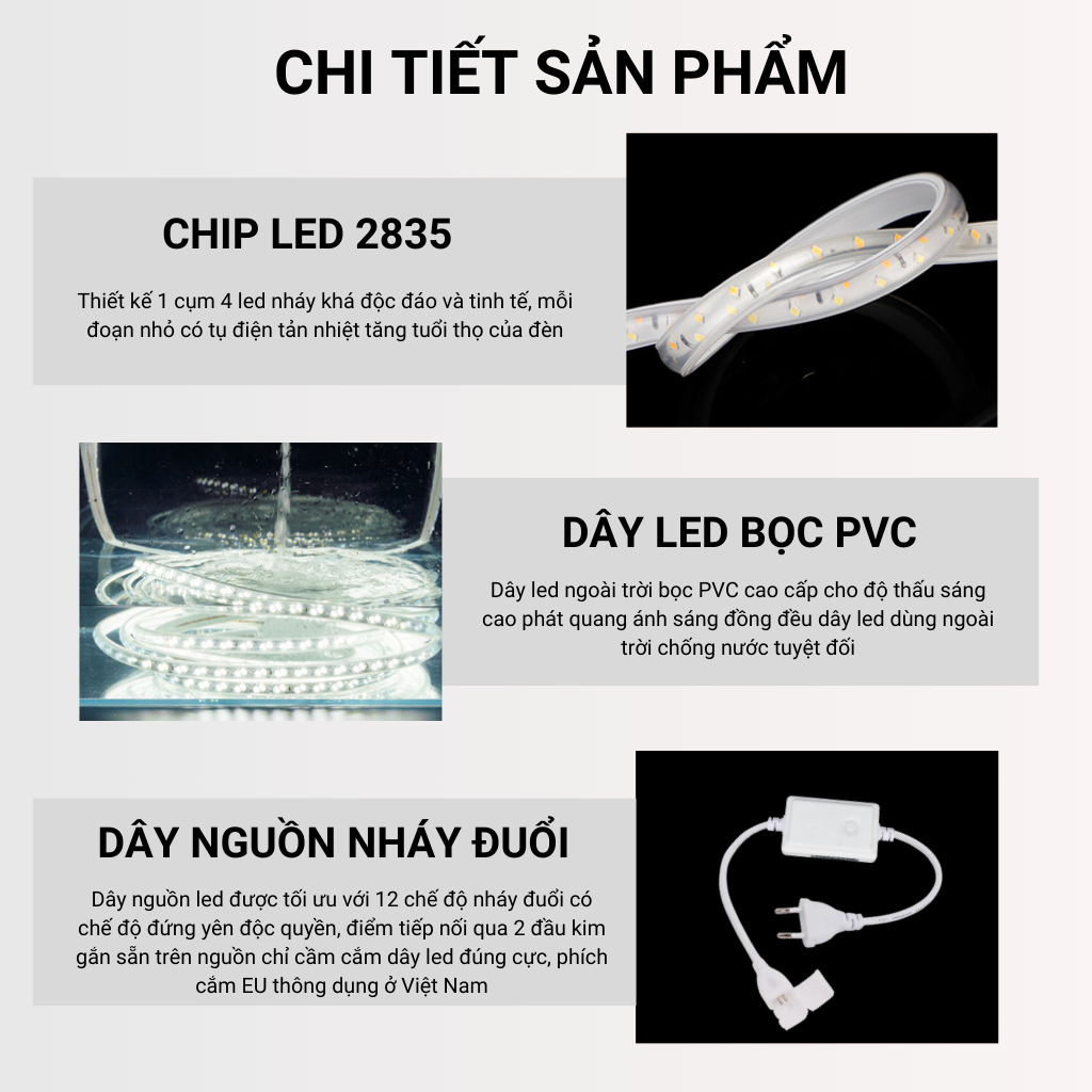 Đầu nối nguồn 220V dùng cho dây led 2835