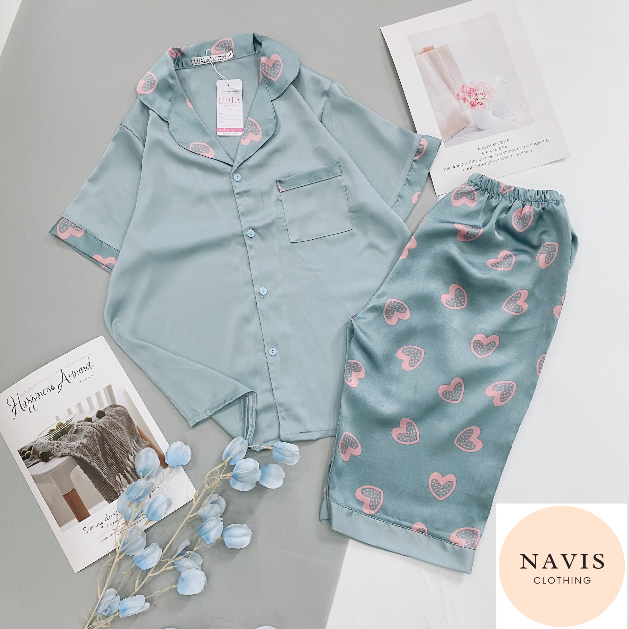 (Siêu Phẩm) Bộ Đồ Ngủ Pijama Lụa Satin Lửng Mẫu Hot 2021