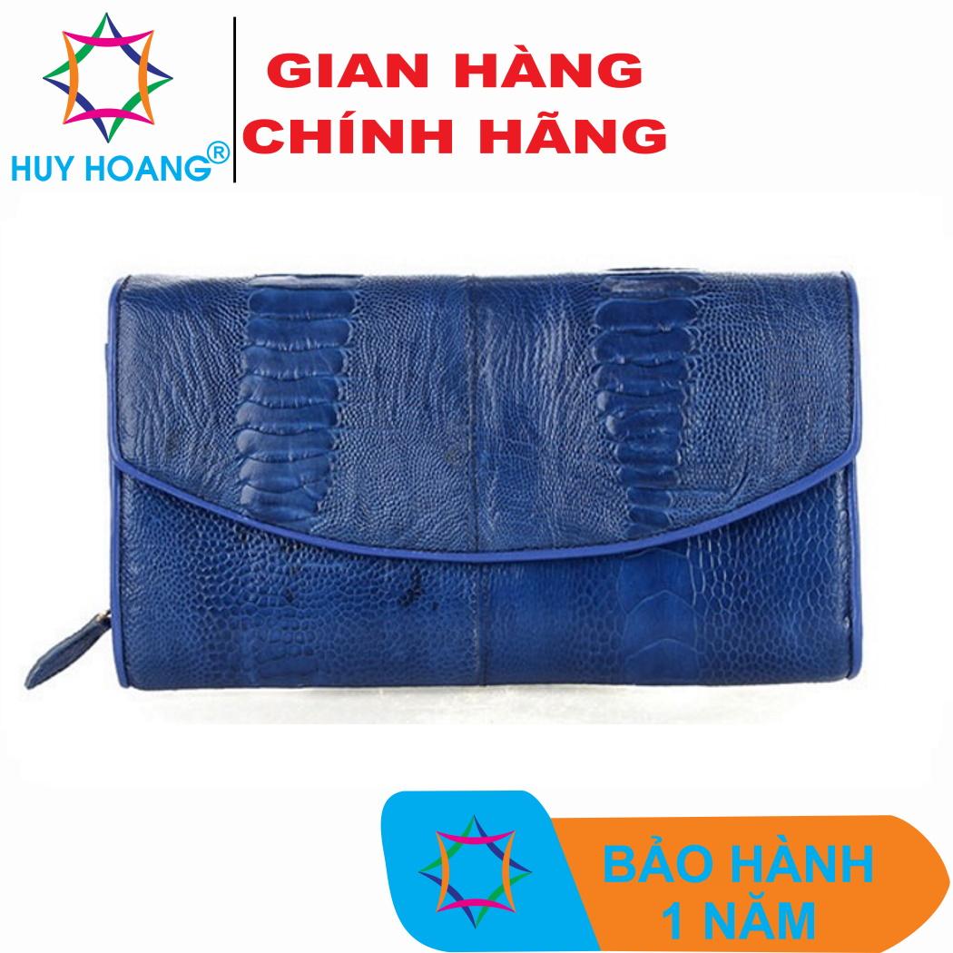 Túi đeo nữ da đà điểu da chân màu xanh dương HK6420