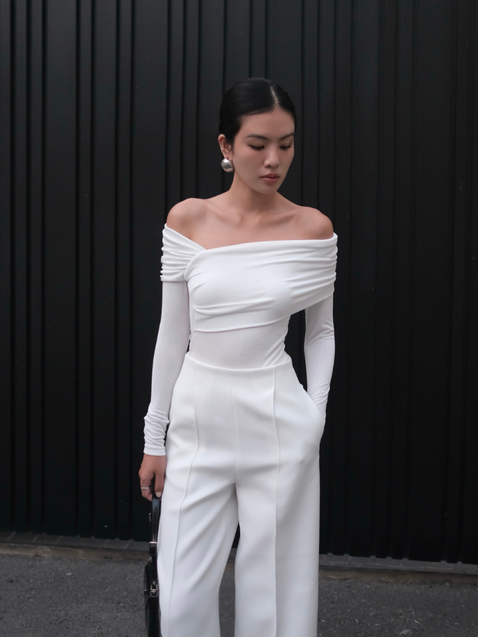 COCO SIN - Áo Liền Quần Thun Ánh Kim Lệch Vai