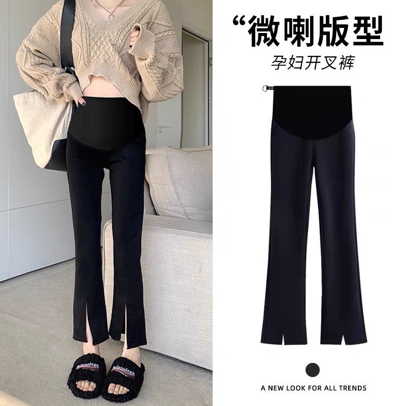 Quần Dài Bầu Công Sở Loe Xẻ Gấu, Chất Umi Co Giãn 4 Chiều