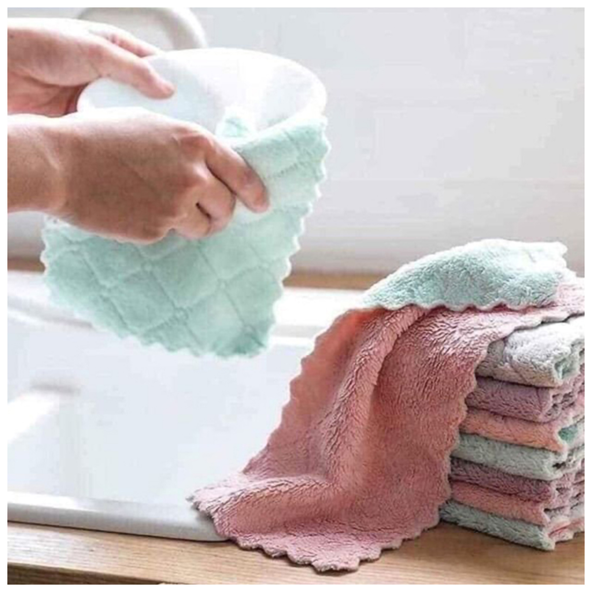 [Set 10 cái] Khăn lau đa năng 2 mặt siêu thấm hút