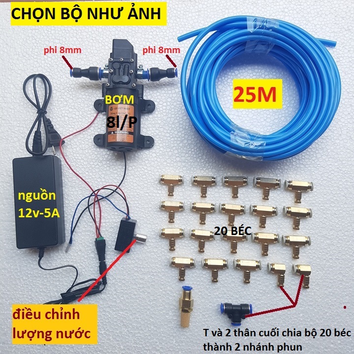 BỘ PHUN SƯƠNG TƯỚI LAN 20 BÉC