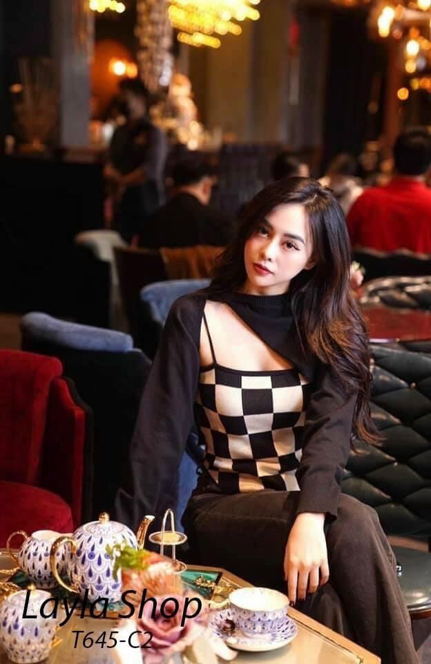 Set 2 món áo croptop ziczac