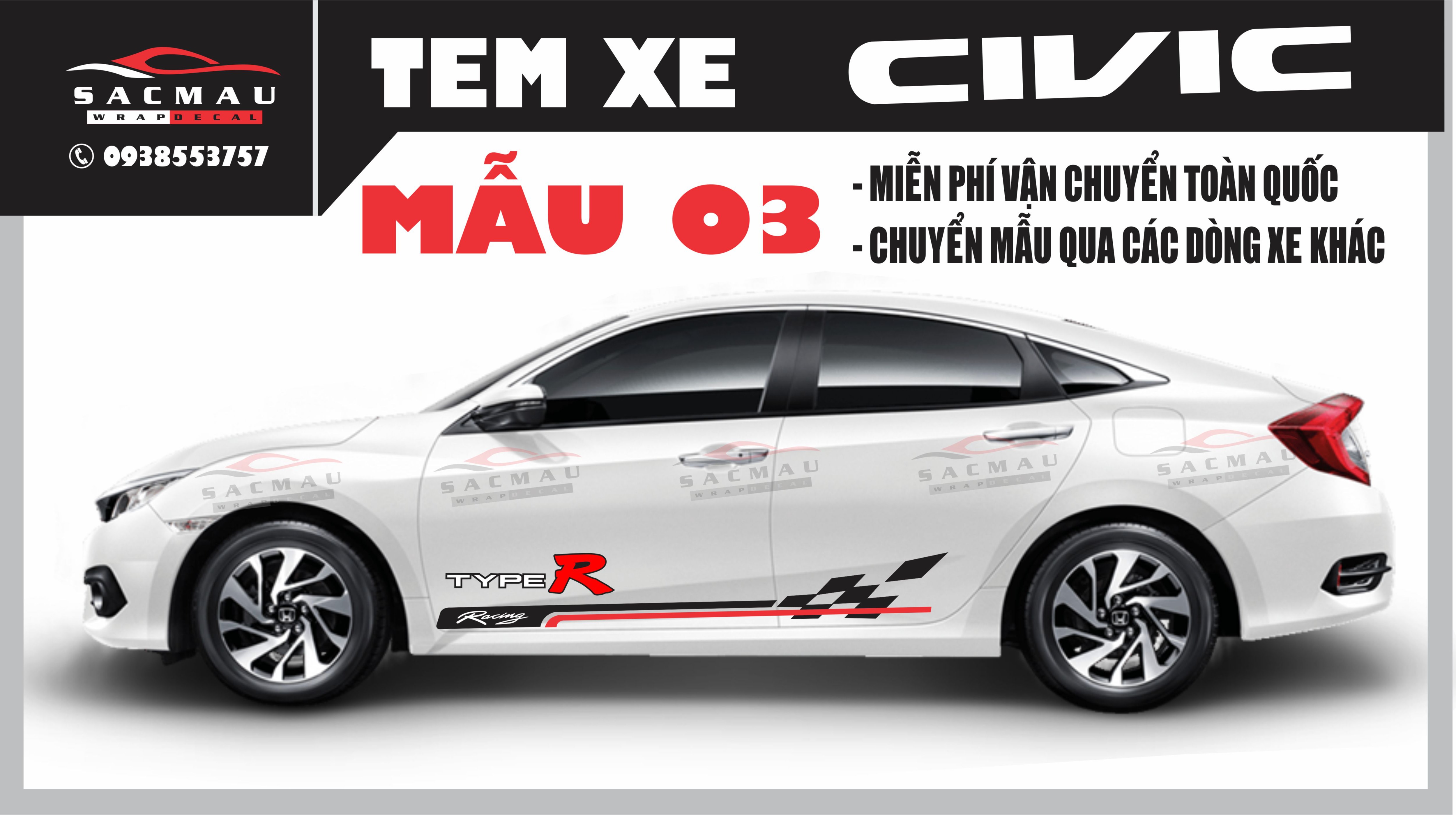 Tem dán xe honda civic (6 mẫu cực đẹp )