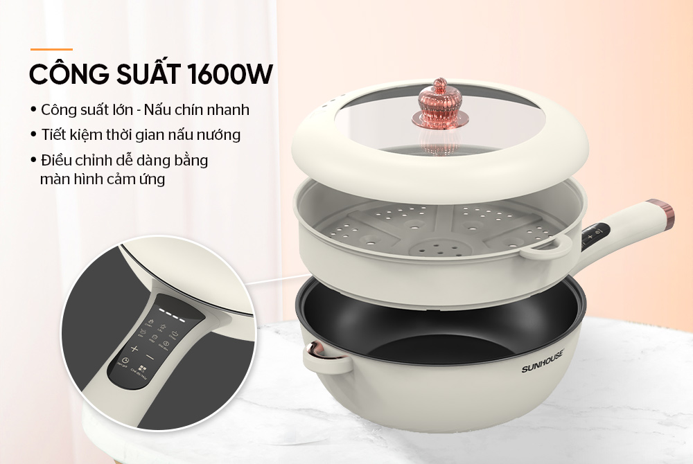 [Qùa tặng Enfa] Chảo điện hấp 5L Sunhouse
