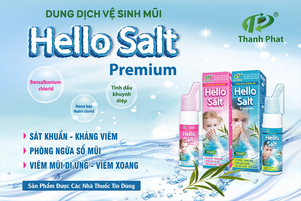 Dung Dịch Vệ Sinh Mũi Hello Salt Premium (Người lớn) - Dung tích 70ml/chai
